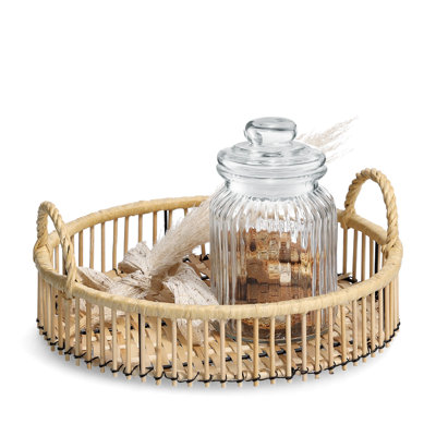 Serviertablett aus Rattan