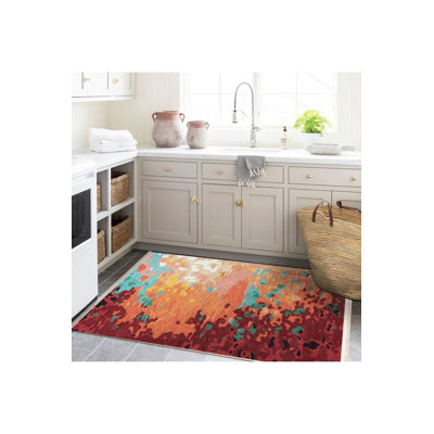 Tapis décoratif moderne multicolore lavable à la machine