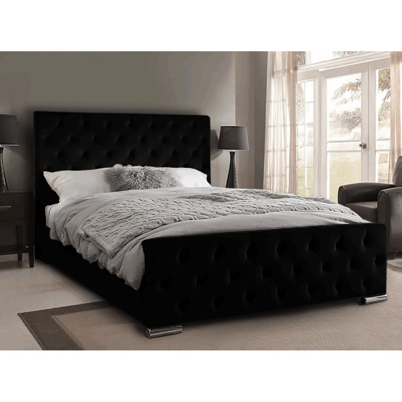 Florida Upholstered Ottoman Storage Bed, Black, Small Double (4')