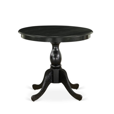 Antique Modern Kitchen Table - a Round Dining Table Top with Pedestal Base, Black