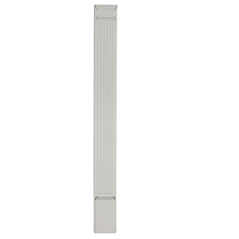 Endurathane Fluted Pilaster w/ Attached 18" Plinth, 7 7/8"W x 90 1/2"H x 2 1/2"P, Plinth Can Be Trimmed Up to 15", High Density Molded Polyurethane, Factory Primed White, Sold Each