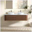 Meuble-lavabo 60 po en noyer avec lavabo double, ensemble de meuble-lavabo mural avec porte-serviettes gratuit, lavabos doubles en céramique de Carrare blanc, pré-assemblé, pour la salle de bain-753202752-753202783