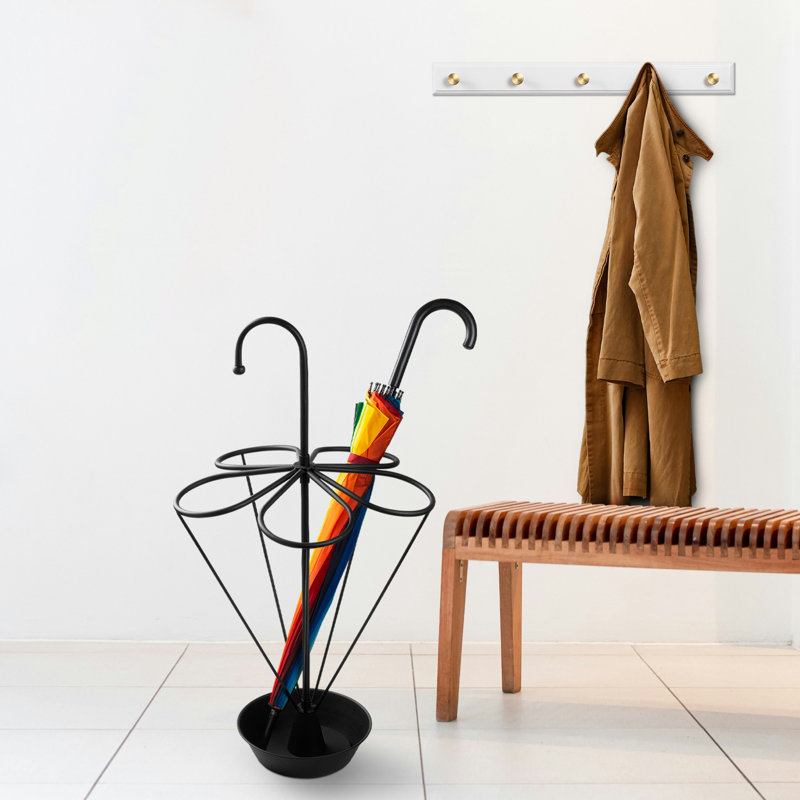 Porte-parapluie robuste en métal noir de 15,8 po x 15,8 po x 29,9 po | Fabrication 100% durable en métal | Parfait pour le vestibule ou le bureau, élégant et fonctionnel, il garde vos parapluies organisés et accessibles