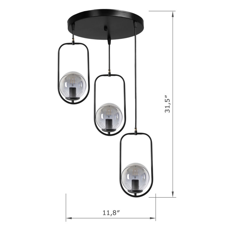 Luminaire suspendu sphère en métal 3 lumières