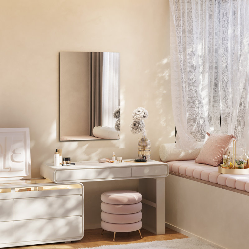  Frameless Tempered Glass Mirror, 30" x 22", Rectangle