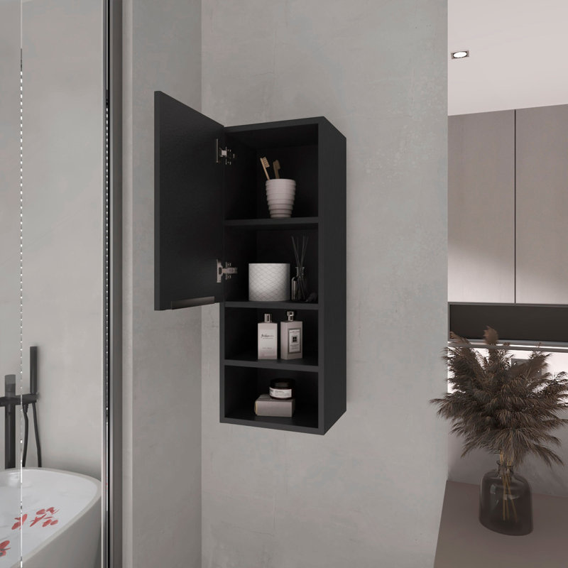Milwaukee Medicine Cabinet, Two Shelves, Single Door Cabinet, Two Interior Shelves, Black