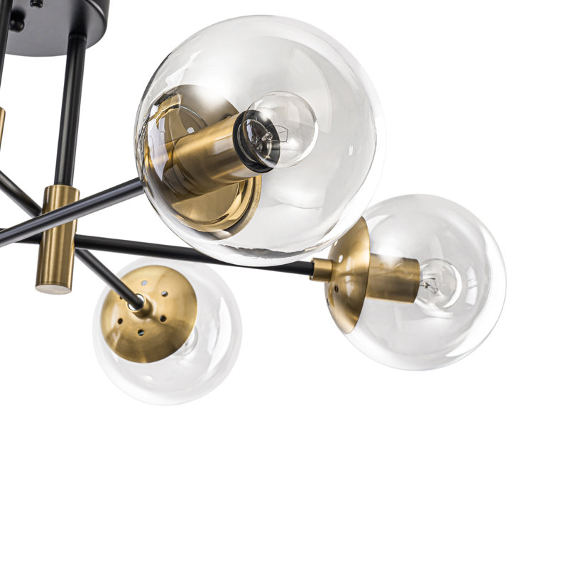 Glass Bubble Sputnik Semi Flush Chandelier , Transparent