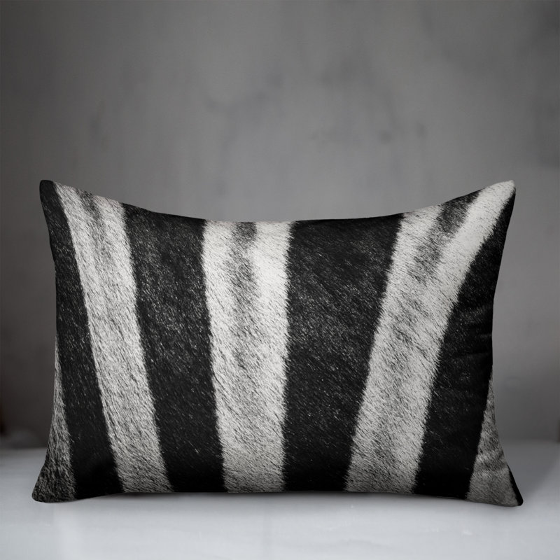 Black and White Zebra Fur Lumbar Pillow