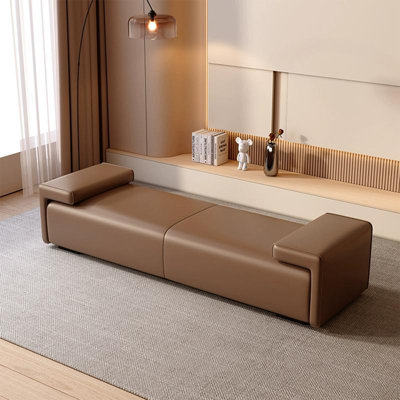 Banc long en cuir et chambre à coucher en cuir Coffee