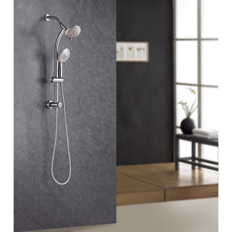 Ensemble de douche à double effet de pluie à 5 réglages Hotel Spa, Chrome poli