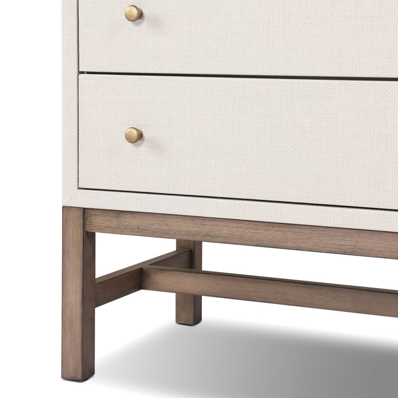 Fiona Nightstand - Black Raffia, Ivory Painted Raffia