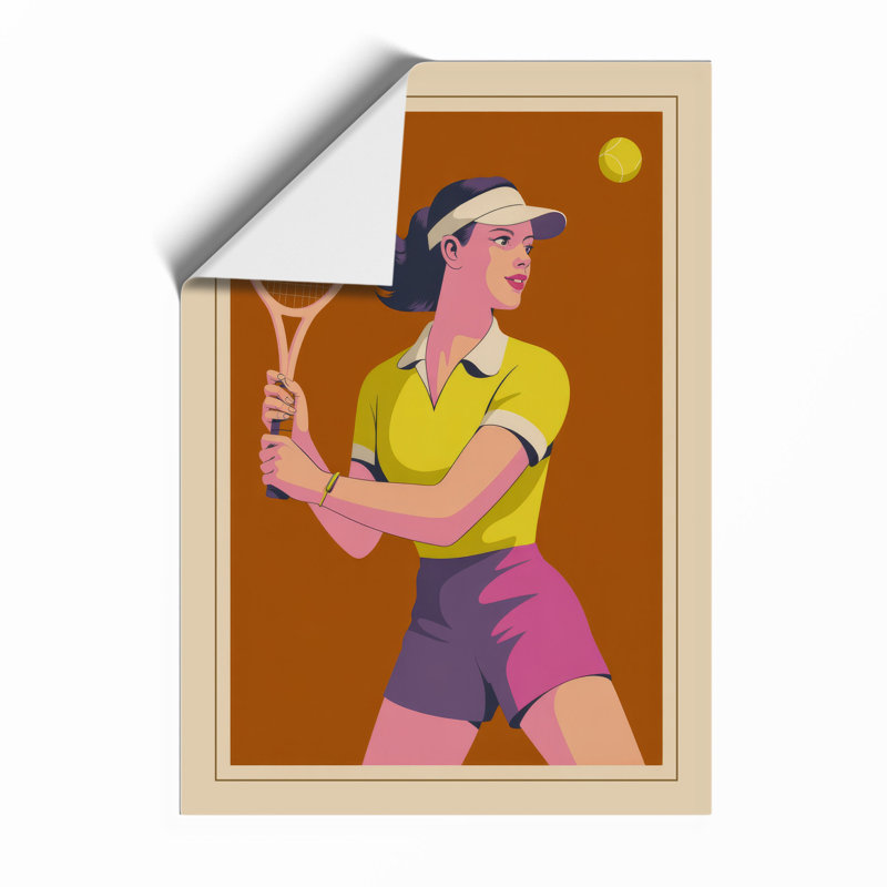 Tennis Ready Stance Retro - Framed Print, A3 - 42.0 x 29.7 cm, Unframed