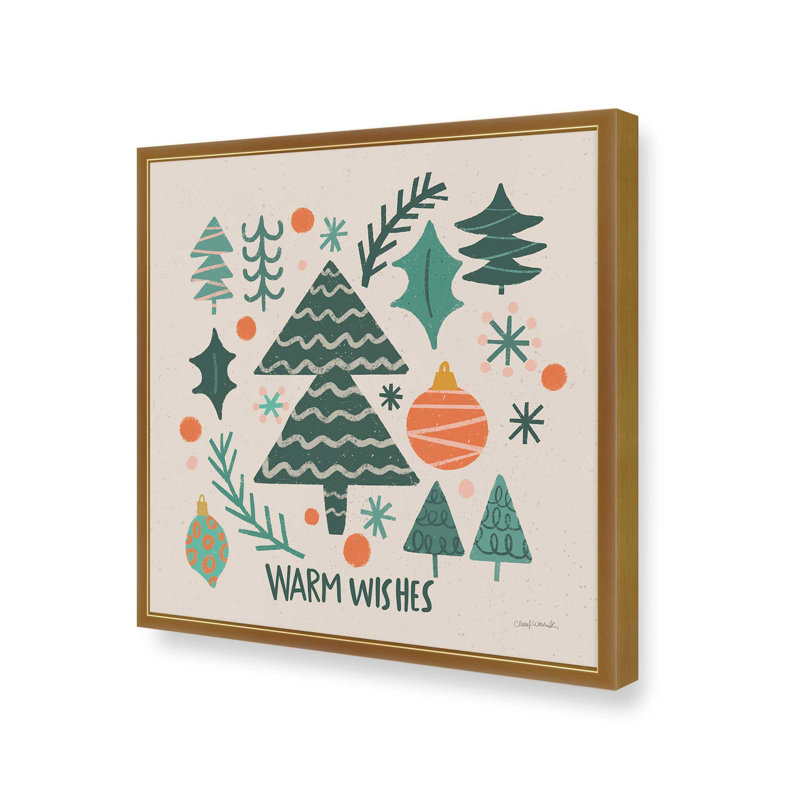 «Warm Wishes IV» par Cheryl Warrick, reproduction d'art, H 12 po x l 12 po, Doré