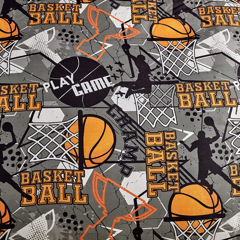 Full/Queen Gray Basketball Slam Dunk Microfiber Comforter Set