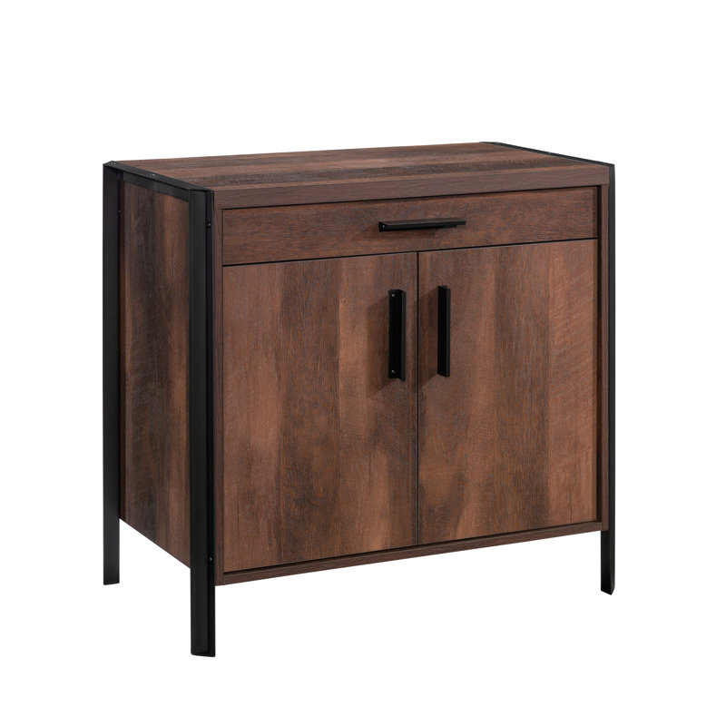 Base de bibliothèque en bois moderne avec armoire à deux portes et tiroir, brun