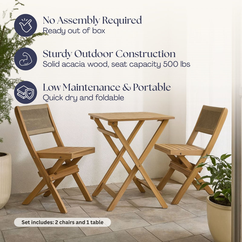 Noor 3-Piece Outdoor Bistro Set, Brown