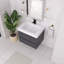 Ensemble de meuble-lavabo simple mural 24 po gris avec plateau en acrylique blanc 24 po