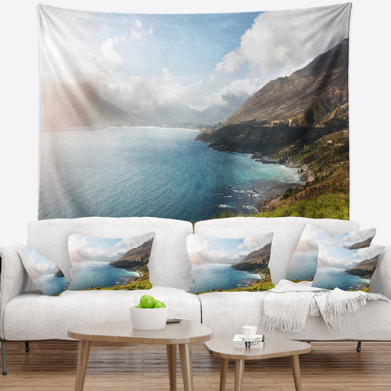 Abstrait hout bay vue de chapman's peak tapestry, H 50 po x l 60 po