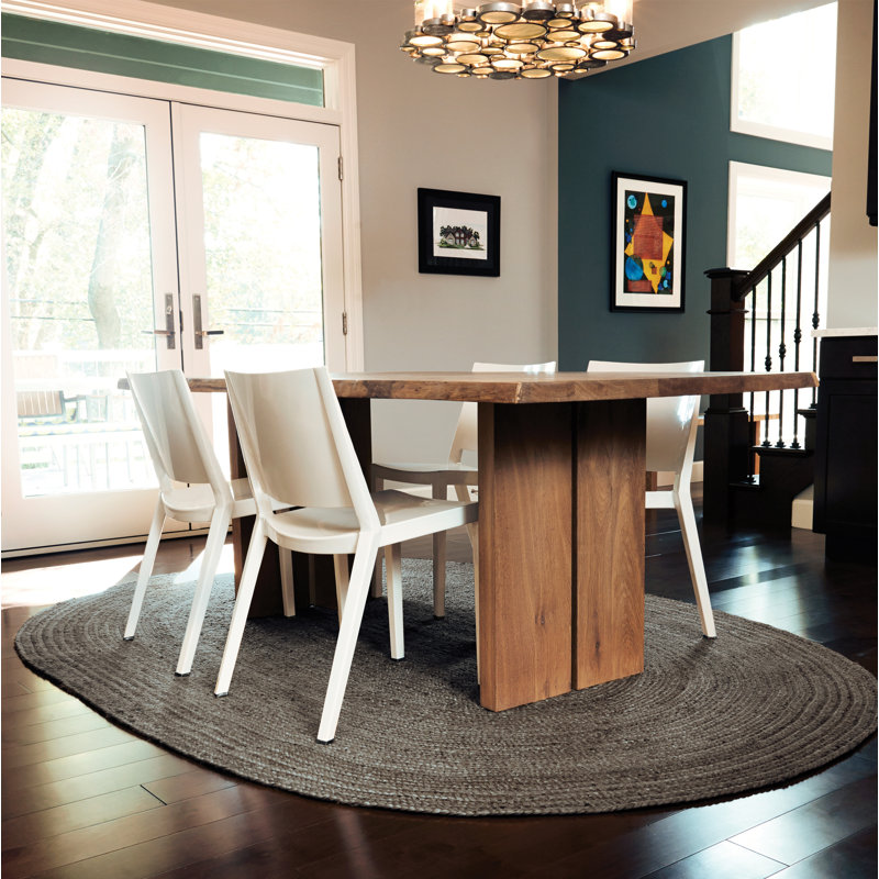 Tapis gris anthracite en jute / sisal tressé à la main Gage, Oval 6 pi x 9 pi
