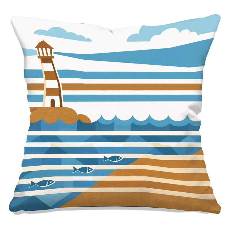 Coussins L 42, 14 x 14 inches, Bleu ciel et brun sable