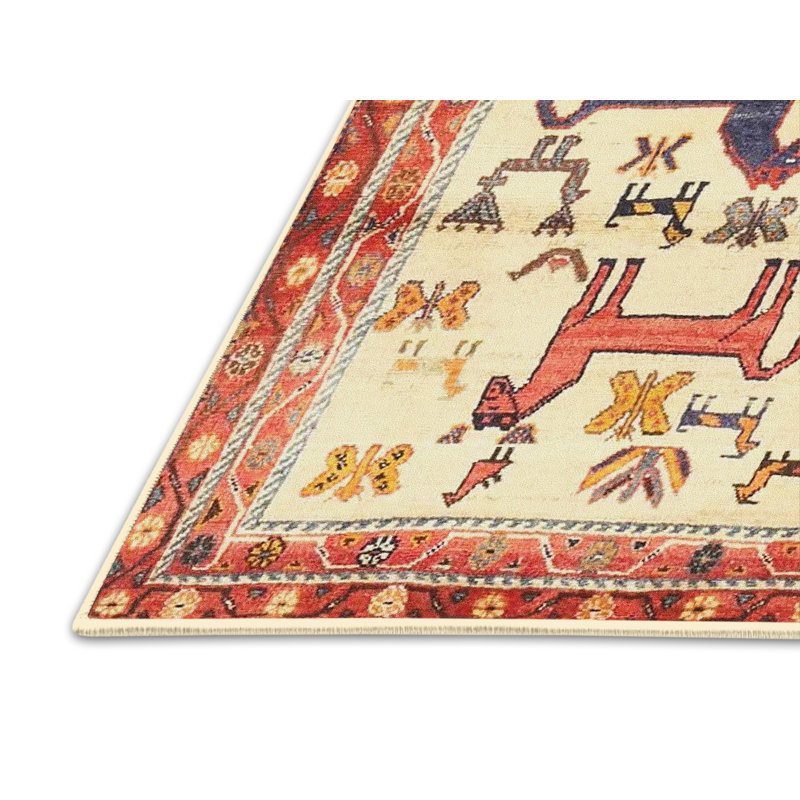 Tapis beige / rouge Haugland, Rectangle 5 pi x 8 pi
