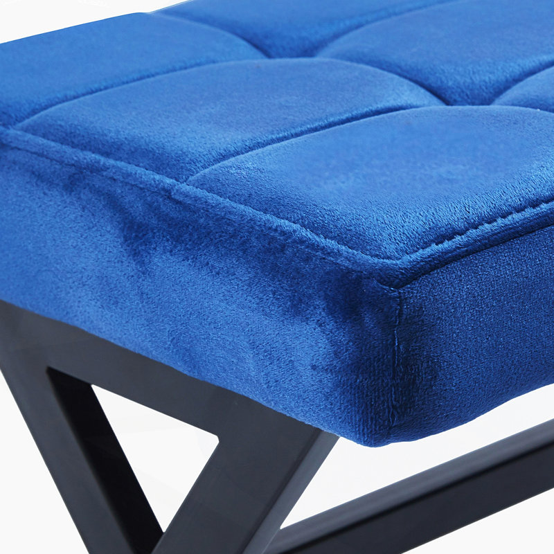 Stool/Chair,1Pcs,BLUE FABRIC,Metal Leg,40.5X33.5X44.5Cm, Blue