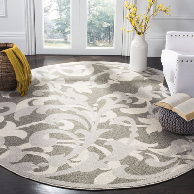 Ammundsen Floral Grey/Light Grey Area Rug