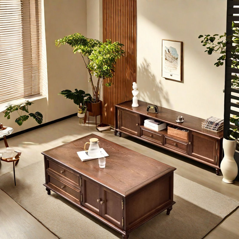 Table basse en pin de qualité, Bois jaune moyen