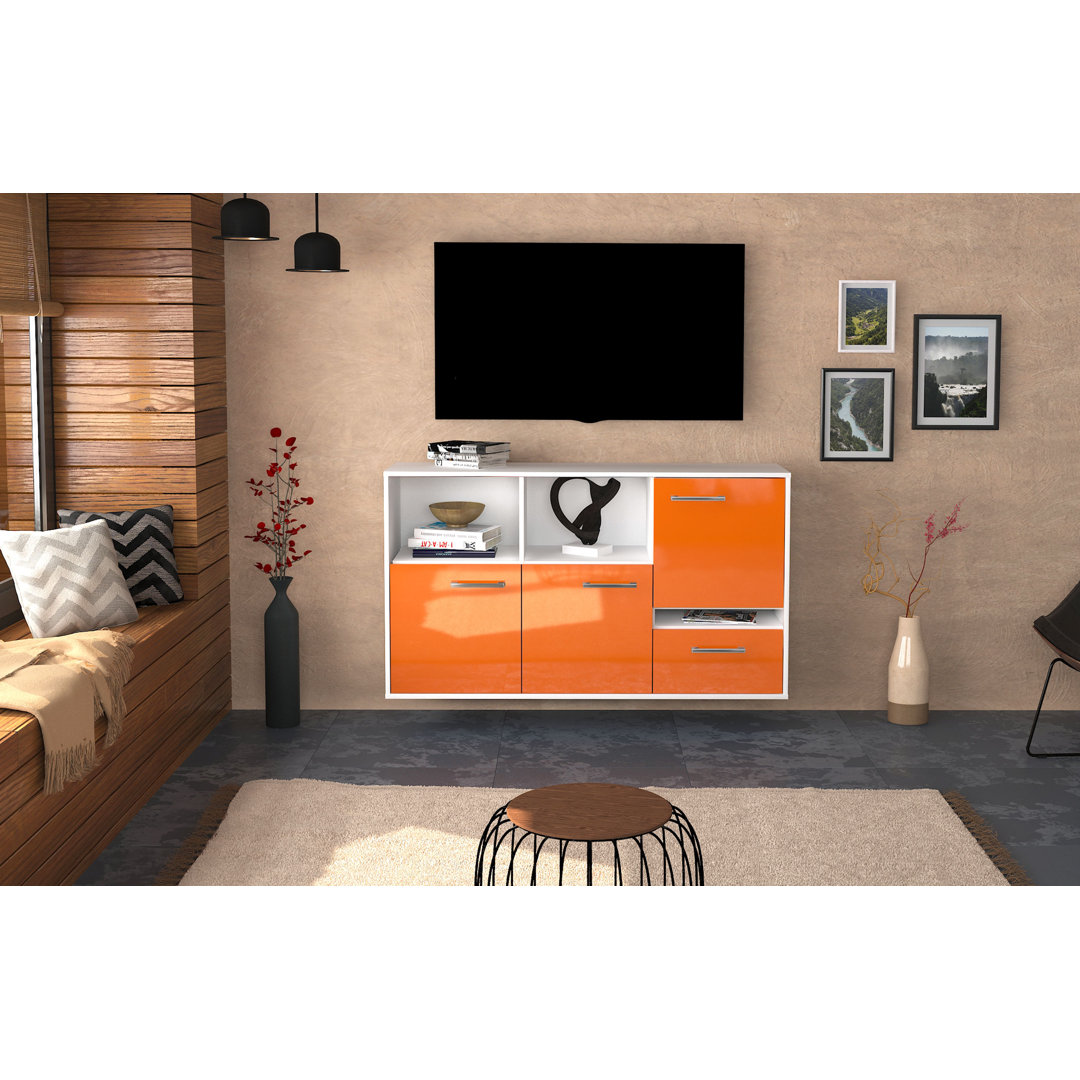 Sideboard Benoto, Farbe: Walnuss/Anthrazit, Fliegend/Metallgriffe, Größe: 136x79x35 cm