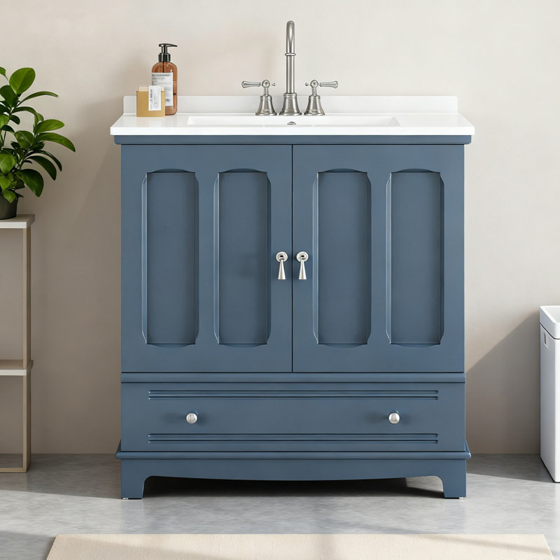 Meuble-lavabo 30 po avec lavabo intégré, Marine