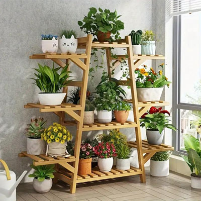 [Support pour plante en bambou 1pc] Support pour plante d'angle moderne en bambou 1pc | Grand support à fleurs d'intérieur et à plantes grimpantes multicouches | Pour le salon, le rangement au sol, la boîte, l'armoire, le rangement extérieur