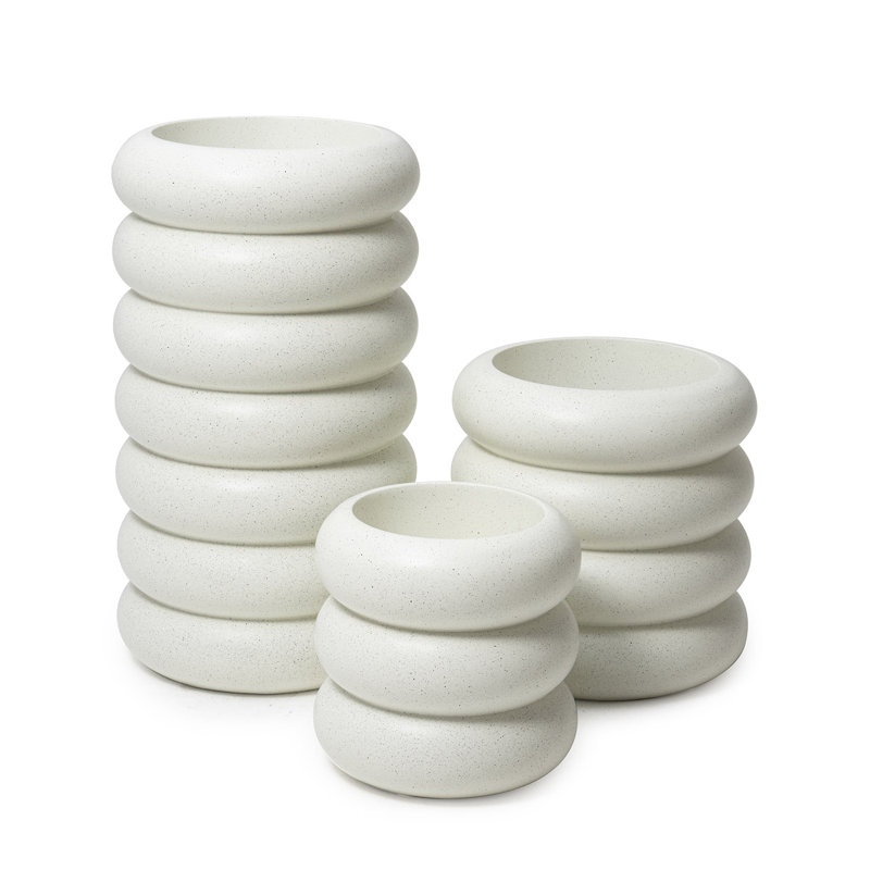 Donut Medium Planter 16 Inch Height, White