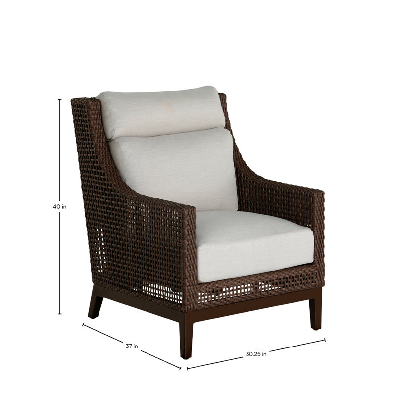 Peninsula Woven Lounge Chair, No welt + Standard fill, Bali Pearl, Mahogany/Chestnut