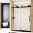 56 - 60 "w X 76" H Single Sliding Shower Door, 1/4 "(6 Mm) Clear Tempered Glass With Film, Stainless Steel Handle And Square Tube Track, Matte Black For Bathroom Door H, Handle,