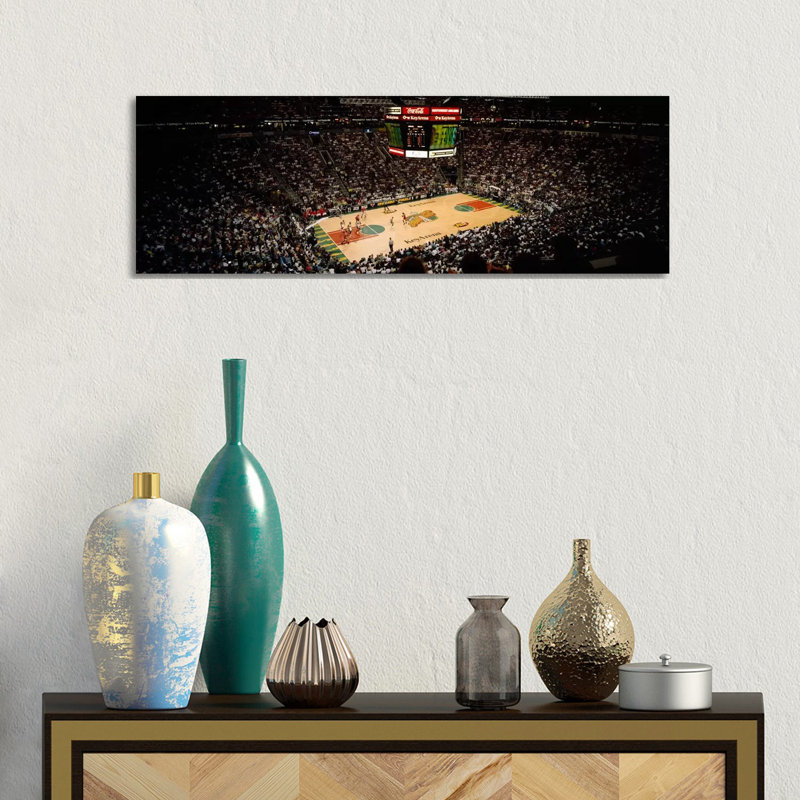 Spectators Watching A Basketball Match, Key Arena, Seattle, King County, Washington State, USA - Wrapped Canvas Panoramic Print