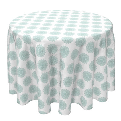 Round Floral Cotton Twill Tablecloth