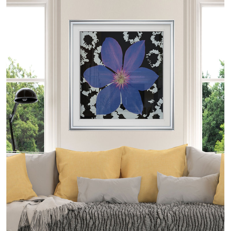 «Black and Bloom III», reproduction de peinture à l'huile, H 27 po x l 27 po x P 1,5 po, Cadre argenté