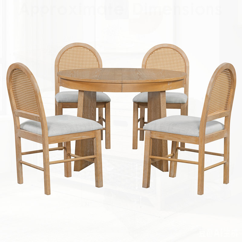 Ensemble de table de salle à manger extensible 5 pièces avec chaises rembourrées, parfait pour les espaces compacts et les repas élégants