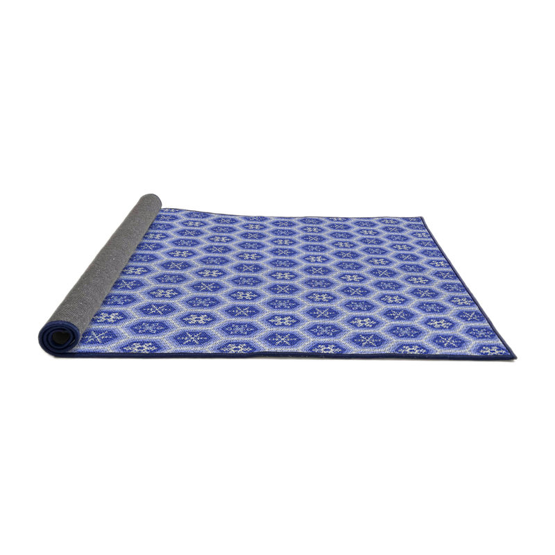 Bleu géométrique Tapis décoratif, Rond 4 pi