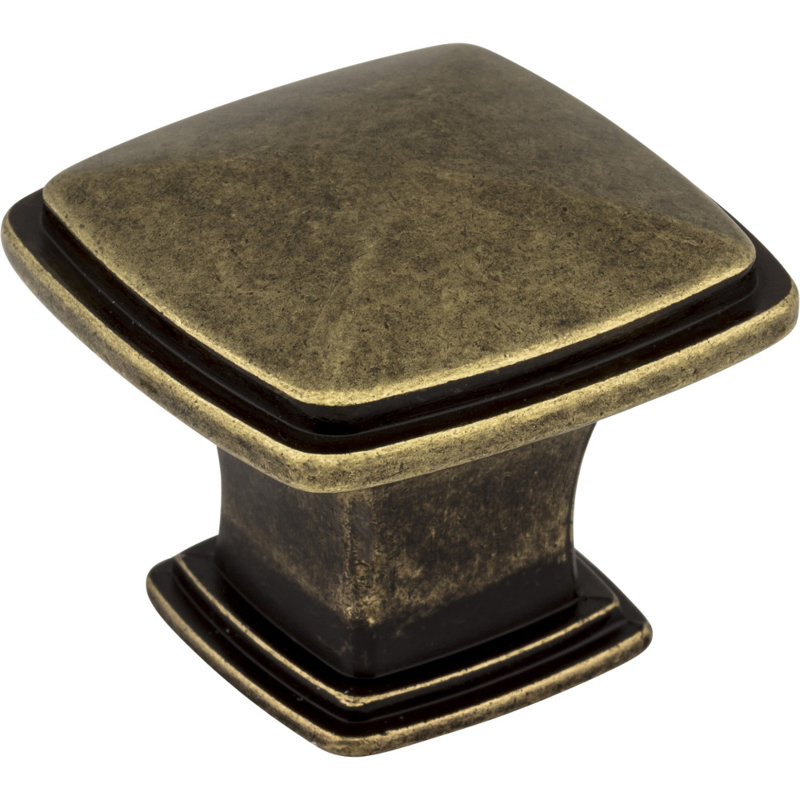 Milan I Square Knob, Distressed Antique Brass