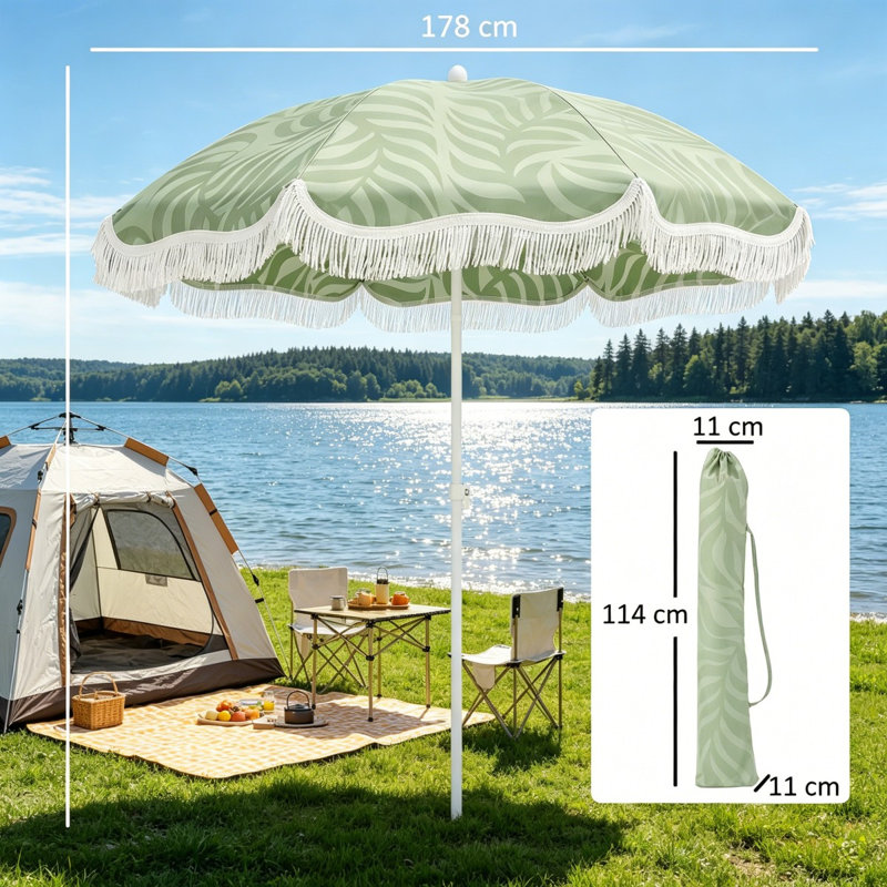 178 cm W X 178 cm D Beach Parasol with Manual Lift