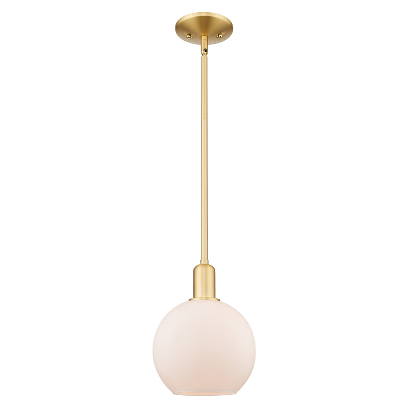 Mini-luminaire suspendu 1 lumière Arcadia - Athens, Or satiné, Blanc mat, H 7 po x l 8 po x P 8 po