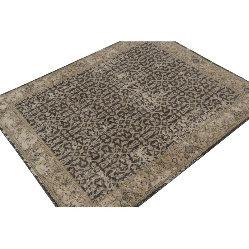 Distressed Homage Hand Knotted Wool Geometric Area Rug, Runner 2'6" x 12'