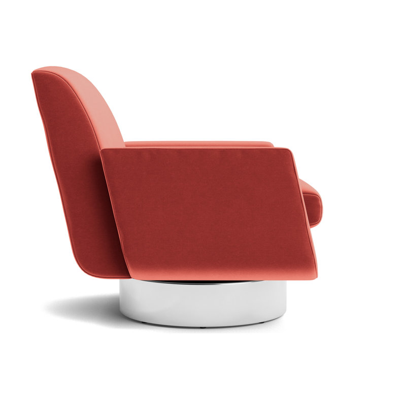 Supernova Full Swivel Chair, Performance Velvet - Sienna, Polished Stainless Steel