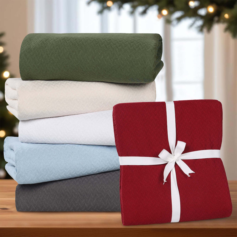 Superior Charcoal Cotton Chevron Twin Blanket