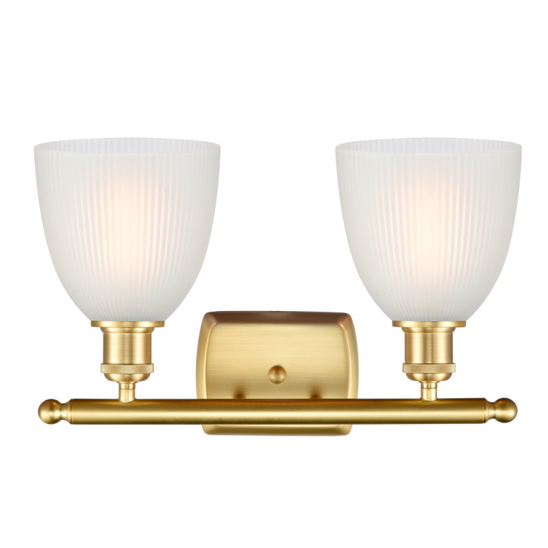 Asdsit 2 - Light Dimmable Vanity Light, 60 Watt Vintage Incandescent Bulb, White, Satin Gold