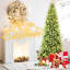 Arbre de Noël mince en forme de crayon de 7 pi avec 400 blancs chaleureux, 1180 pointes réalistes, lumières à DEL faciles à assembler, branches articulées pour espaces compacts, aspect complet-1618091216