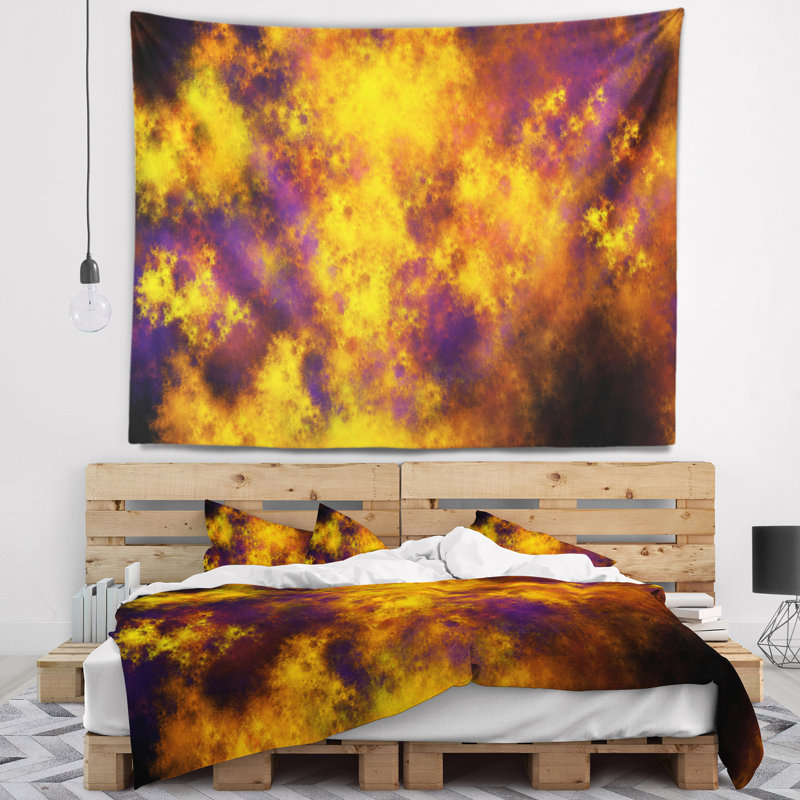 Tapisserie bleu ciel en nuage abstrait starry, H 68 po x l 80 po