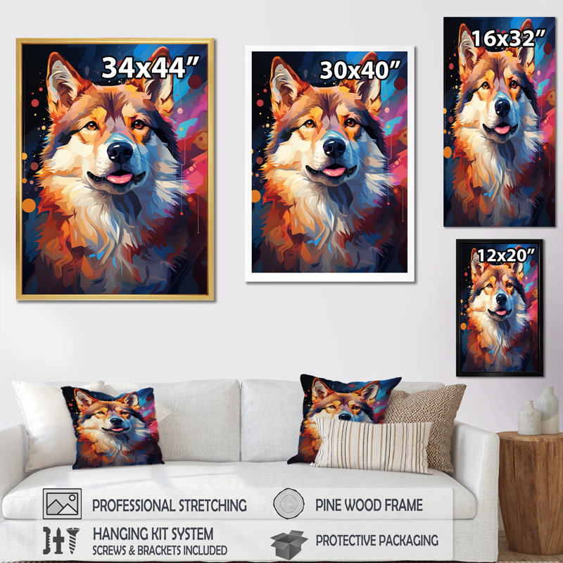 «Modern Shiba Inu Spirit I» sur impression sur toile, Toile tendue, H 40 po x l 30 po x P 1,5 po