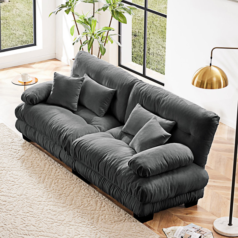 Upholstered Sofa Couchs, 35.43" H x 94.43" W x 36.03" D, Gray, 2